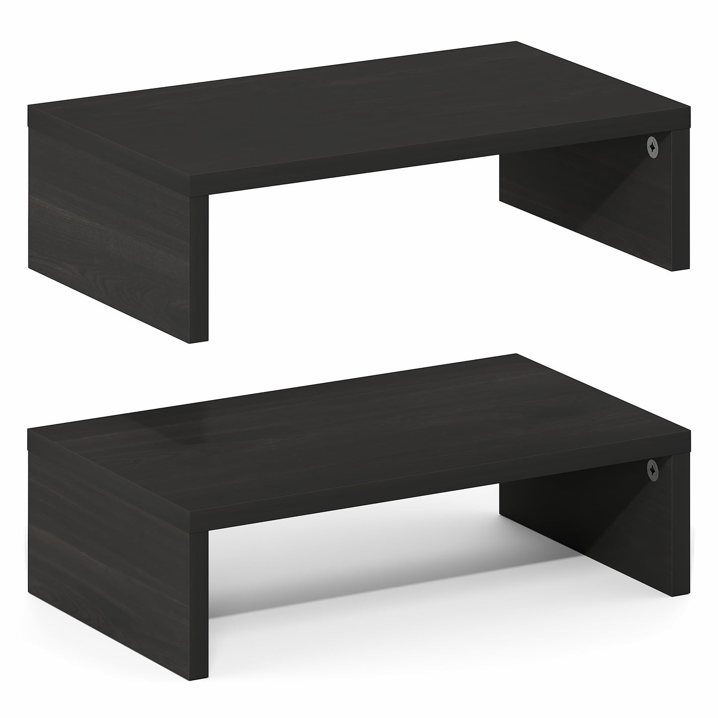 Furinno CLASSIC Monitor Stand Riser Set of 2, 15.7" Wide Dual Monitor Riser, Stackable Separable Laptop Stand for Desk, Desktop Organizers and Accessories, for Office Supplier, Espresso