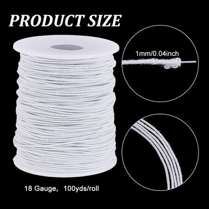 NBEADS 100 Yards Ghost White Floral Wires, 18 Gauge Cotton Covered Millinery Wire Iron Stem Wires for Sewing Supplies Brim Making Accessories