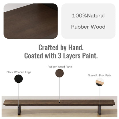 EXPERLAM Solid Wood Dual Monitor Stand Riser, 43 Inch Rubberwood Desk Shelf for Top of Desk, Wood Monitor Stand for Desk 2 Monitors up to 27", Desktop Organizer for Laptop, TV, Printer