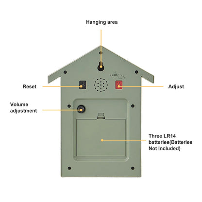 CHEOTIME Modern Cuckoo Clock, Bird House Design Wall Clock, Automatic Bird Call 6am to 9pm, Silent Movement, Decorative Pendulum Clock for Living Room Bedroom Kitchen Office