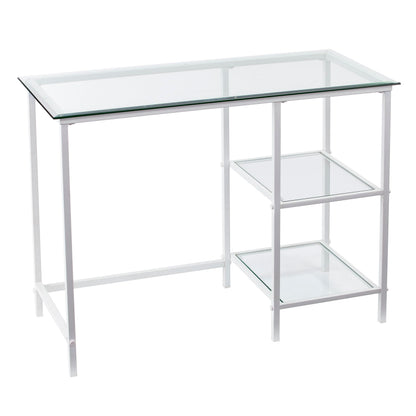 SEI Furniture Layton Metal/Glass Student Desk, White