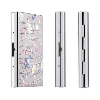 BONSYL® RFID Blocking Credit Card Holders, Slim Metal Credit Card Case Wallet with 6 Slots for Women or Men. (6 Card/Silver/Flower)