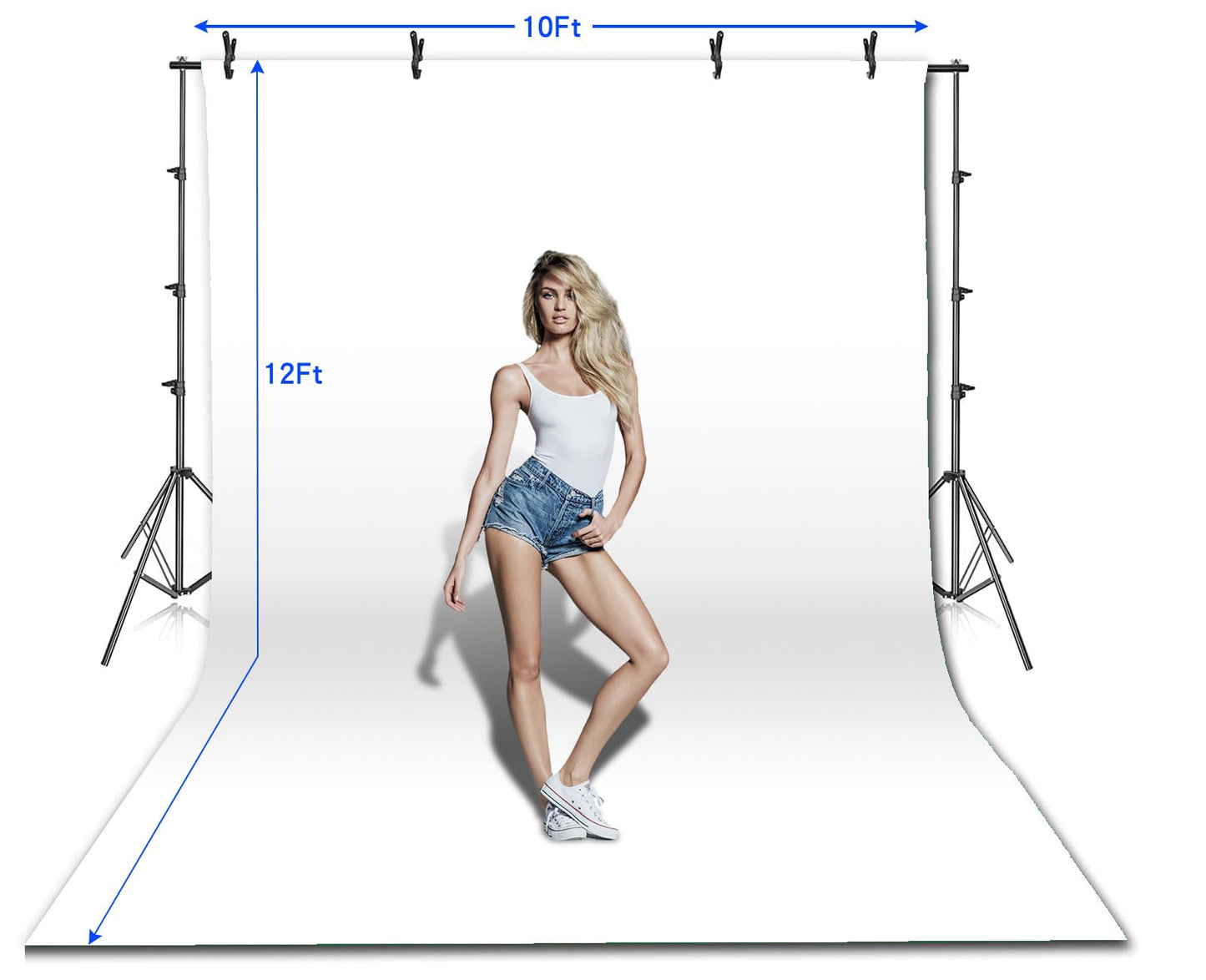 HYJ-INC Photo Video Studio 12 x10ft 100% Muslin White Backdrop with 10 x 8.5ft Stand Photography Background Support System Kit,Clamp, Carry Bag