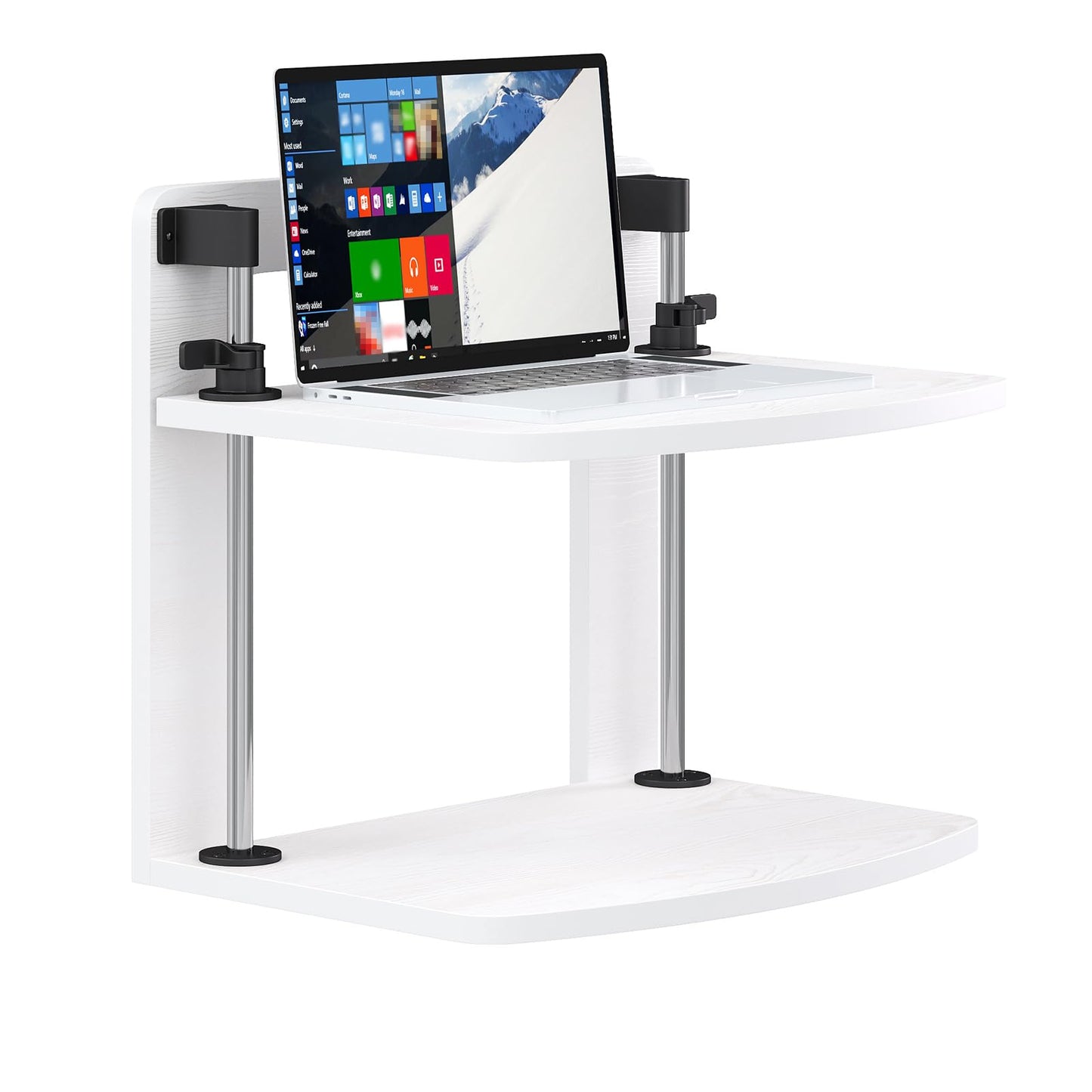 WikrOck 15.6 14 13.3 Inch Laptop Computer Monitor Stand Riser for Reduced Neck Strain, Adjustable Height Desk Shelf Organizer Monitor Riser Stand for PC Monitor Laptop - Withe - Wood Grain, MR01-L