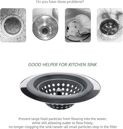 Kitchen Set of 2 Sink Strainers, Flexible Silicone Good Grip Kitchen Sink