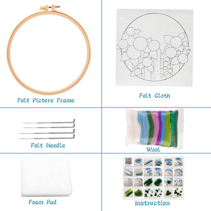 kgxulr Needle Felting Kit, Felt Painting Kit for Beginners, Felt Painting Set with Felting Needles,Needle Felting Pad, Felting Wool, Decorative Frame,DIY Instructions,Used for Home Decoration
