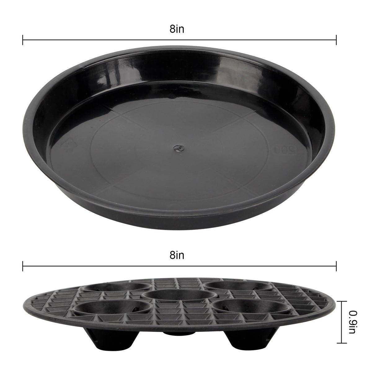 KVMORZE 12 Pack 8 In Plant Saucer Stand Set, Heavy Duty Plant Drip Trays with Elevated Plant Saucer Pot Base with Drainage Hole, Flower Pot Tray Plant Pot Container Accessories for Indoor Outdoor