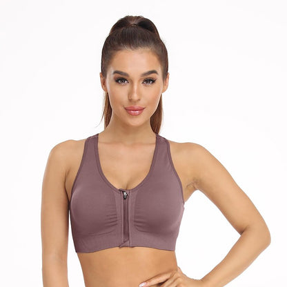 Women's Zip Front Sports Bra Wireless Post-Surgery Bra Racerback Yoga Sports Bras Post Breast Augmentation Bras Workout Running Compression Bras 3 Pack (X-Large, 3 Pack(Black+Flesh+Light Purple))
