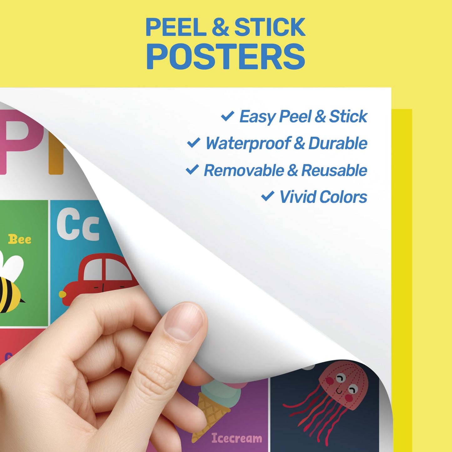 DECOWALL 20 Peel & Stick Educational Posters for Toddlers, Alphabet Learning Charts for Kids Ages 2–6, Preschool, Kindergarten, Homeschool Decor, Daycare&Classroom Must Haves Removable stickers(PS-01)