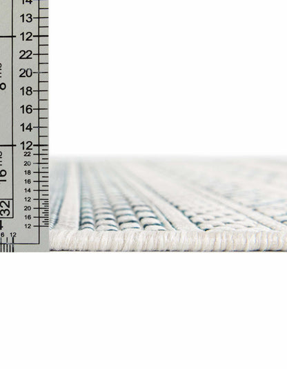 Unique Loom Outdoor Striped Collection Area Rug - Maia (2' x 6' 1" Runner, Teal/Ivory)