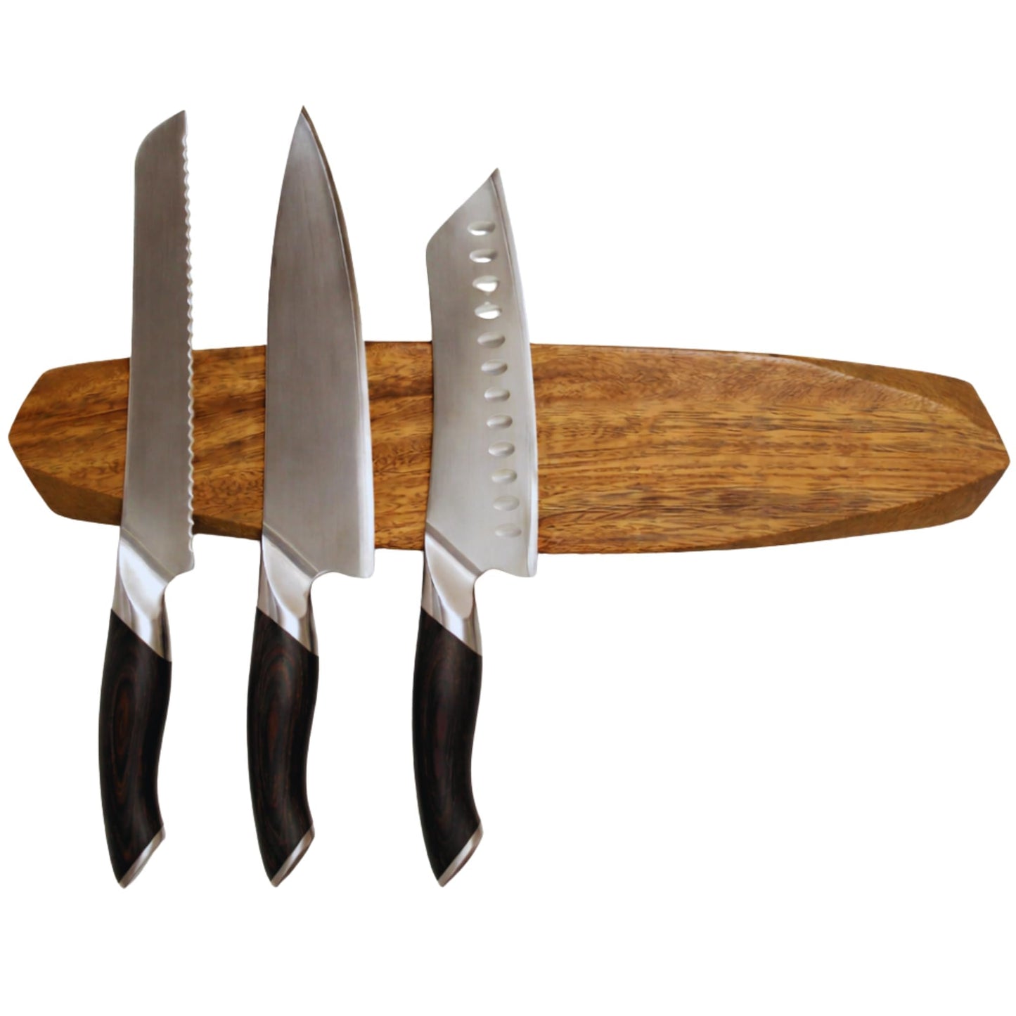 Ibyx Acacia Magnetic Knife Strip - Wooden Wall-Mount Magnetic Knife Holder & Organizer with 3M No-Drill & Screw Mount Options, Water-Resistant Universal Knife Holder | 16 Inches, Capacity 8.8 lb