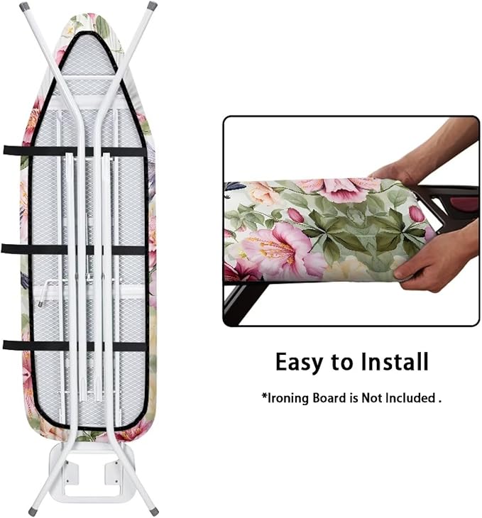 Hummingbird Floral Ironing Board Cover Standard Size 15x54, Thick Padding