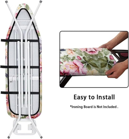 Hummingbird Floral Ironing Board Cover Standard Size 15x54, Thick Padding