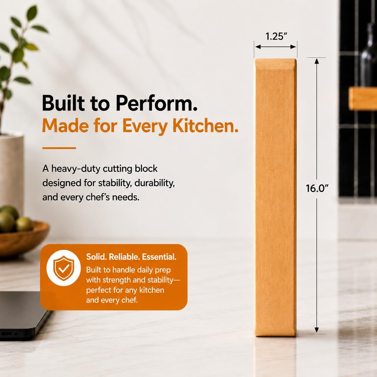 Sous Chef Block – Premium Maple Wood Cutting Board, Heavy-Duty Wooden Chopping Block for Kitchen, Reversible Butcher Block with Juice Groove, MADE IN USA