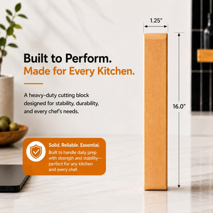 Sous Chef Block – Premium Maple Wood Cutting Board, Heavy-Duty Wooden Chopping Block for Kitchen, Reversible Butcher Block with Juice Groove, MADE IN USA