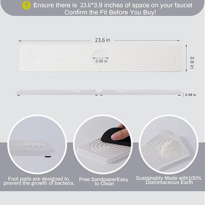 Stone Faucet Mat for Kitchen Sink，Super Absorbent Diatomite Fast Drying Stone