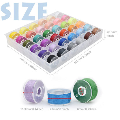 Renashed 72Pcs Bobbins Sewing Threads Kit, 36 Colors Spools 360Yards per Polyester Thread, 36 Colors Prewound Bobbin with Case for Hand Machine Sewing