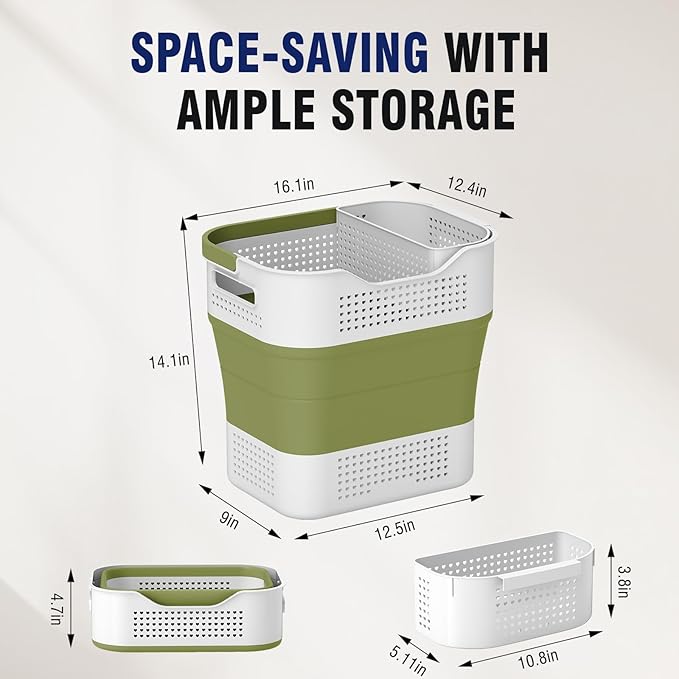 TECHMILLY Collapsible Plastic Laundry Basket Hamper