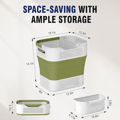 TECHMILLY Collapsible Plastic Laundry Basket Hamper