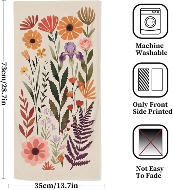 Floral Hand Towels for Bathroom, 2 Packs Decorative Boho Kitchen Towels 28.7 x