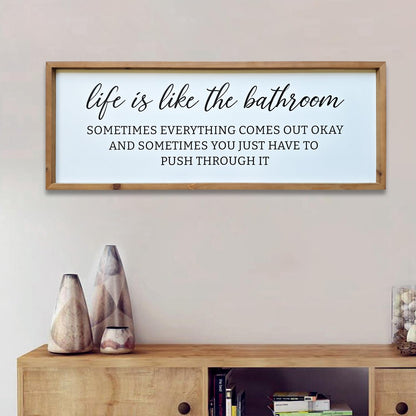 Sign Wall Decor Inspirational Quotes Wood Framed Kitchen Home Simple Hanging Wall Art Above Front Door Entryway, Family Love - 32'x12'