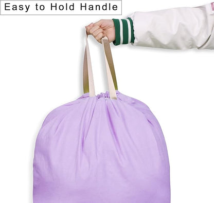 Cotton Canvas Laundry Bag with Handles & Drawstring Straps, Heavy Duty Extra