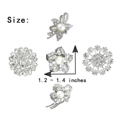 12pcs lot silver plated crystal rhinestone wedding brooches pins
