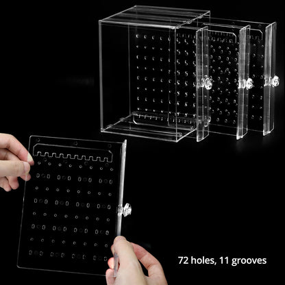 QWORK Clear Acrylic Jewelry Storage Box - Earring Display Stand Holder with 3 Vertical Slide-Out Drawers, 216 Earring Holes & 36 Necklace Grooves