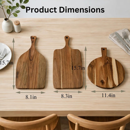 Ama Poem 3 Pack Acacia Wood Cutting Boards with Handle
