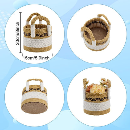 FREEBLOSS Macrame Woven Basket kit DIY Macrame Kit for Beginners with Instruction Wooden Beads Basket Weaving Craft Supplies Baskets Weaving Project for Holiday Activities
