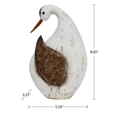 Aecipl Wood Bird Statue Standing Seagull Nautical Decor Coastal Birds Sculpture Indoor Outdoor Animal Figurine Beach Themed Decoration Rustic Home Art for Bedroom Garden (B, L)