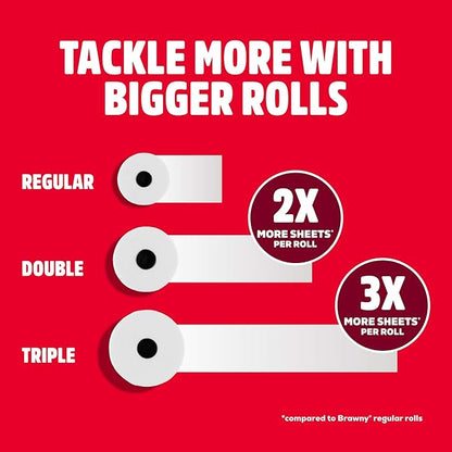 Brawny Tear-A-Square 3-Ply Paper Towels, 12 Double Rolls = 24 Regular Rolls