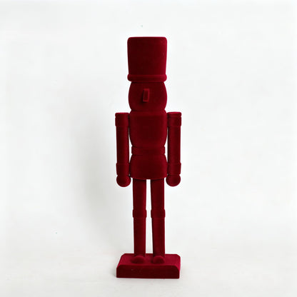PIONEER-EFFORT Luxury Red Velvet Nutcracker Soldier Figurine - 12 Inch Tall Wooden Christmas Decoration - Festive Holiday Mantel & Tabletop Decor - Elegant Collectible Ornament (FLK-Red, 30CM)