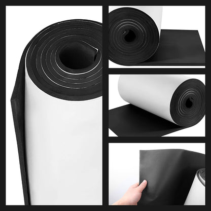 Adhesive Foam Padding Roll Closed Cell Sponge Neoprene Insulation Board Foam Sheet Pad with Sticky Back for Anti Vibration, Anti-Slip, DIY Crafts, Gaskets, Cosplay, Costume (Black, 12x59x1/4 Inches)