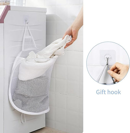 Pop-up Hanging Laundry Hamper Small Mesh Laundry Basket 2 Pack Foldable Hamper