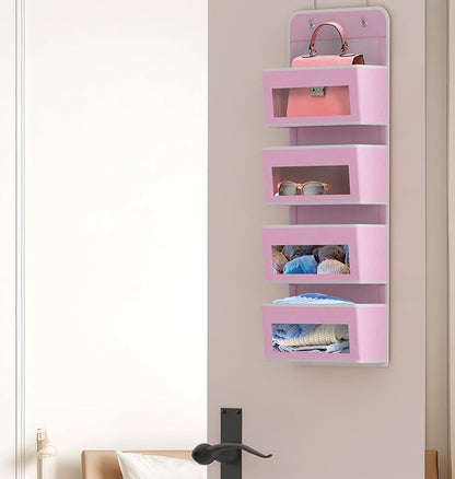 Simple Houseware 4 Clear Window Pocket Over Closet Door Storage Hanging