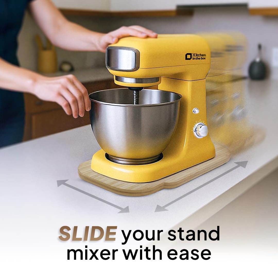 Ibyx Elegant Round Sliding Tray for Your Pressure Cooker, Air Fryer & Heavy Kitchen Appliances - Sturdy, Slides Easily from Under The Cabinet (Natural, 13”)