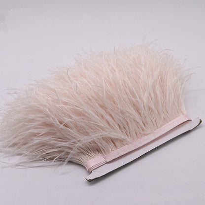 YEQIN 2 Yards Natural & Soft Ostrich Feathers Fringe Trims Ribbon - Used for Dress, Sewing Decoration, Craft Clothing, Boots, Wedding Decoration, DIY, Etc (beige)