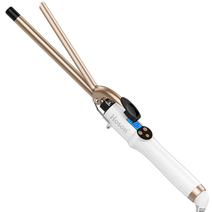 Hoson 1 Inch Curling Iron Professional Ceramic Tourmaline Coating Barrel Hair Curler, LCD Dispaly with 9 Heat Setting(225°F to 450°F for All Hair Types, Glove Include)
