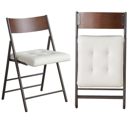 mollveesen 2 Pack Folding Chairs with Thick Padded Seat,Heavy Duty Steel Frame Foldable Dining Chairs with Soft Cushion Set of 2,Portable Indoor Outdoor for Home Kitchen,Office,Events,Wedding(White)