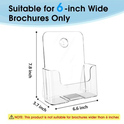 MaxGear Acrylic Brochure Holder 6 x 8 inch, Display Stand Plastic Clear Flyer Holders for 5.5 x 8.5 inch, 5 x 7 inch Menu, Literature, Trifold Pamphlet, Magazine, Countertop or Wall Mount, 2 Pack