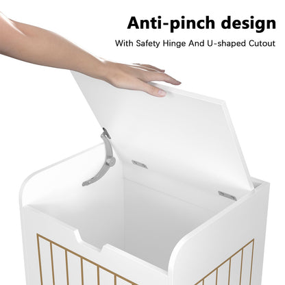 Aenuert White Wooden Storage Chest Box, Small Cube Storage Organizer with Door, Modern Entryway Storage Bin for Home Books, Clothes, Plants, Square Side Table for Living Room or Bedroom
