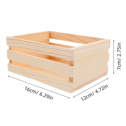 JHKNNK Mini Pine Wood Crate, Artistic Hollow Wooden Storage Box, Unfinished, Compact Decorative Organizer for Study, Office, Bedroom, in
