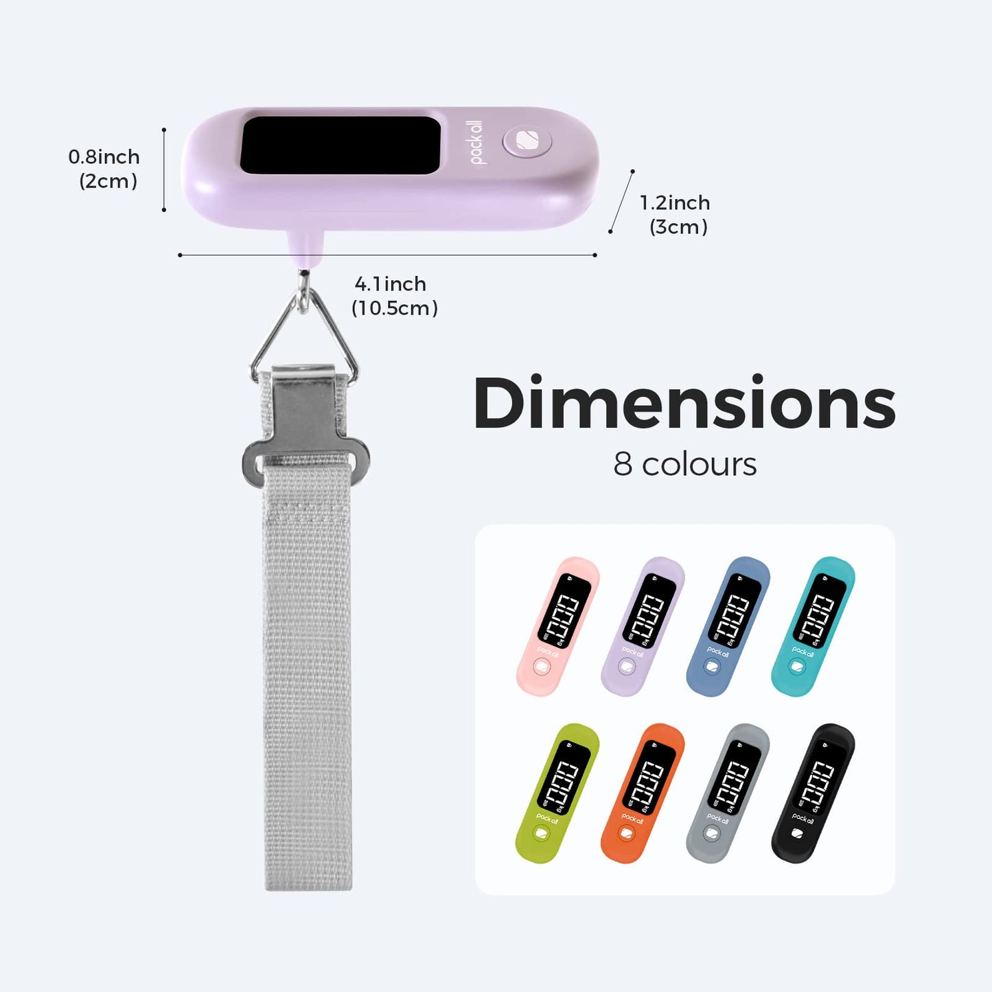 pack all 110 Lbs Luggage Scale, Digital Handheld Baggage Scale, Travel Suitcase Weight Scale with LCD Display, Battery Included, Purple