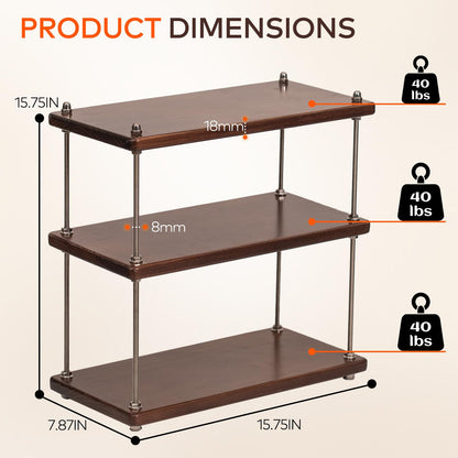 CheerNest Solid Wood Bread Box and 3 Tier Coffee Bar Rack for Kitchen Countertop, Brown