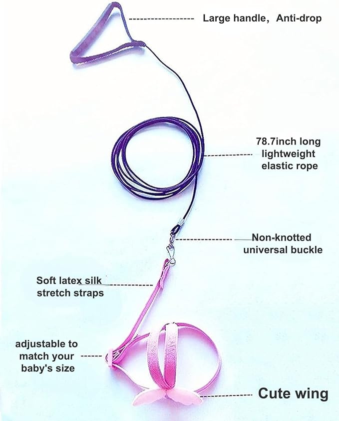 Pet Parrot Bird Harness Leash Adjustable Bird Flying Harness Traction Rope with Cute for Parrots Budgerigar Lovebird Cockatiel Mynah Outdoor Training Toy (Mynah,Pink)