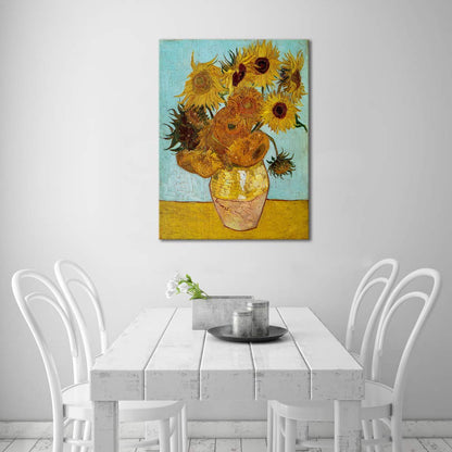 Wieco Art Framed Wall Art Canvas Prints of Sunflower by Vincent Van Gogh Paintings Reproduction Abstract Wall Decorations for Living Room Golden Frame