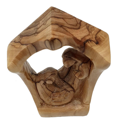 Zuluf 5.2" Olive Wood Holy Family Nativity Statue – Hand-Carved Figurine Made in The Holy Land – Religious for Catholic Home or Spiritual Display – HOF026