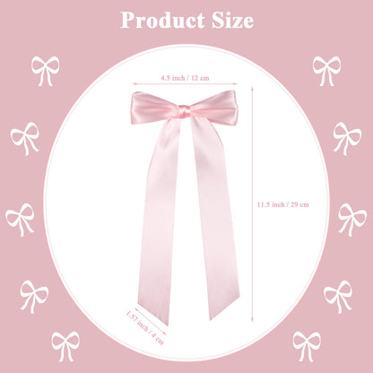 Bestanhoye 20pcs Pink Bow Decor for Girls Women, Self-Adhesive Coquette Pink Satin Ribbon Backdrop, Bows Decorations for Party Crafts Hanging Garland Banner Gift Bag