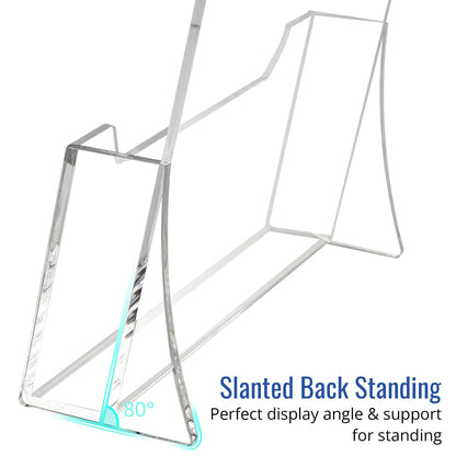 SUNQEBO Acrylic Brochure Holder 8.5 x 11 inch 2 Pack, Clear Flyer Holder Plastic Stands for Displaying Pamphlets, Magazines, Literature, Brochures, Booklets, Menu, Desk Holder, Countertop Organizer